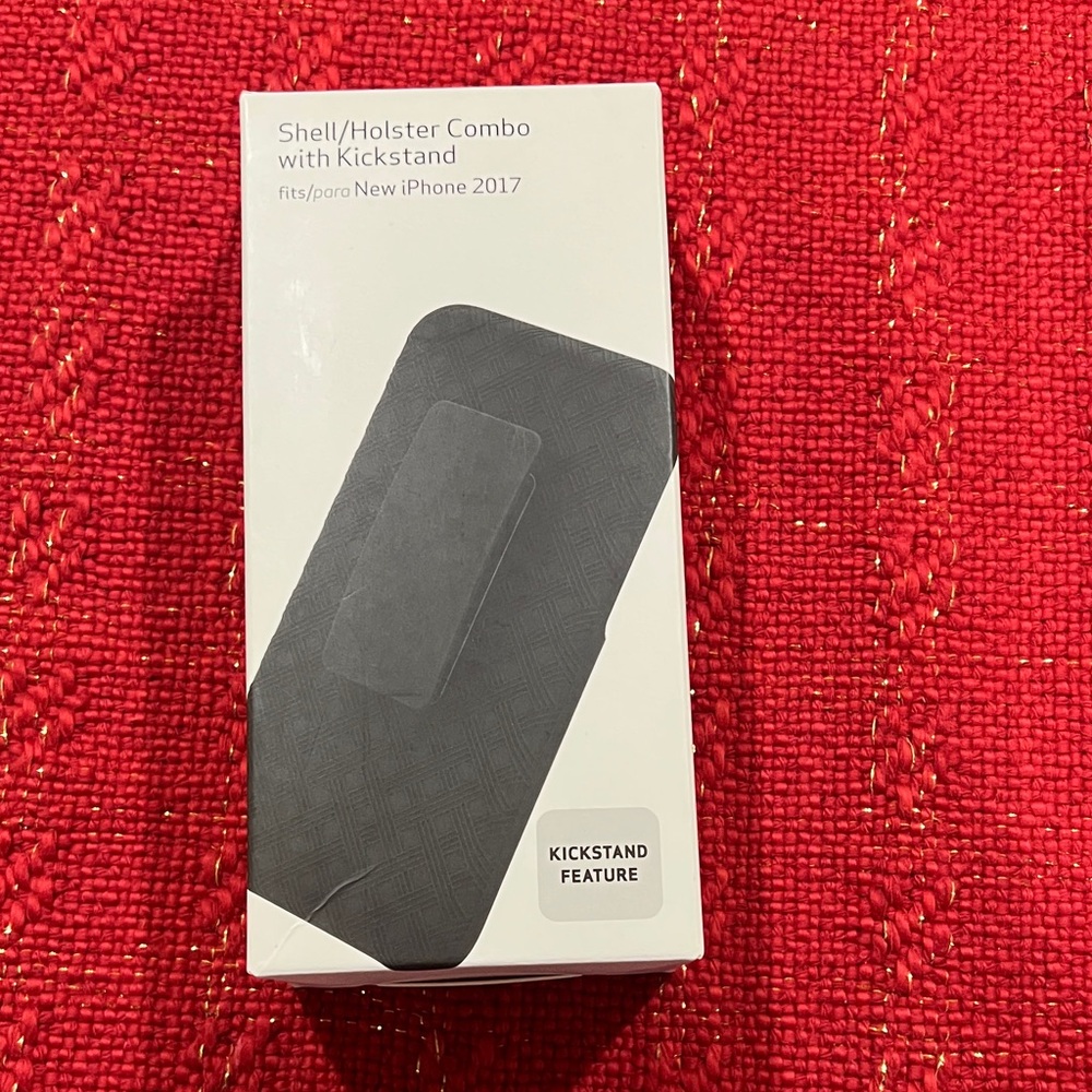 Black Shell and Holster Combo with Kickstand for iPhone